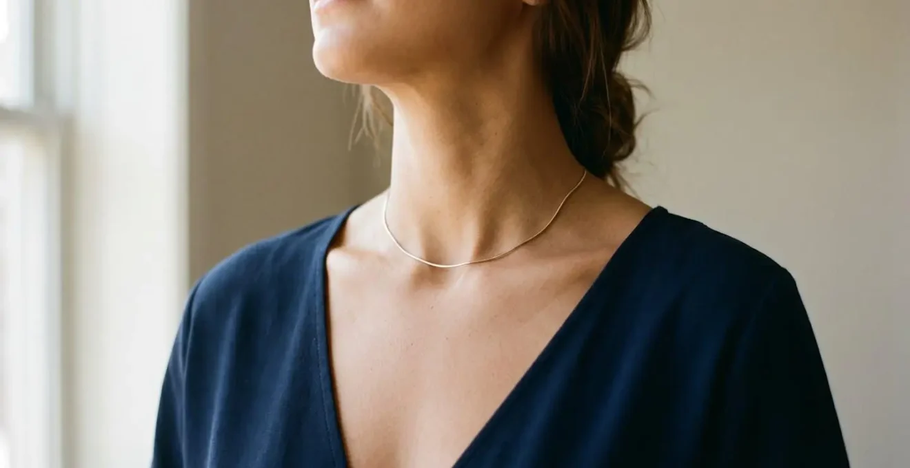 Elegante girocollo che valorizza una scollatura a V, creando armonia e slancio visivo