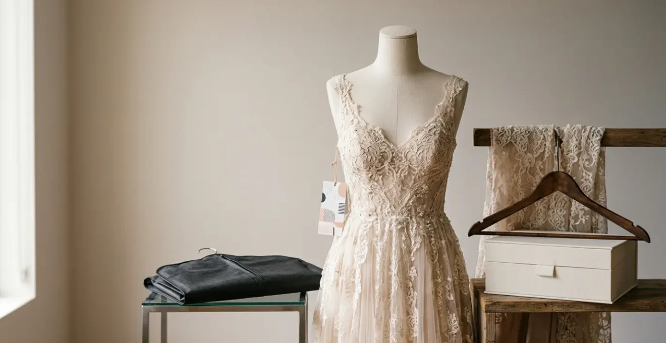 Elegante abito da cerimonia in primo piano con accessori e dettagli di stile per un evento speciale