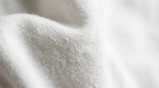 T-shirt bianca di alta qualità con tessuto opaco e resistente, dettaglio ravvicinato della trama