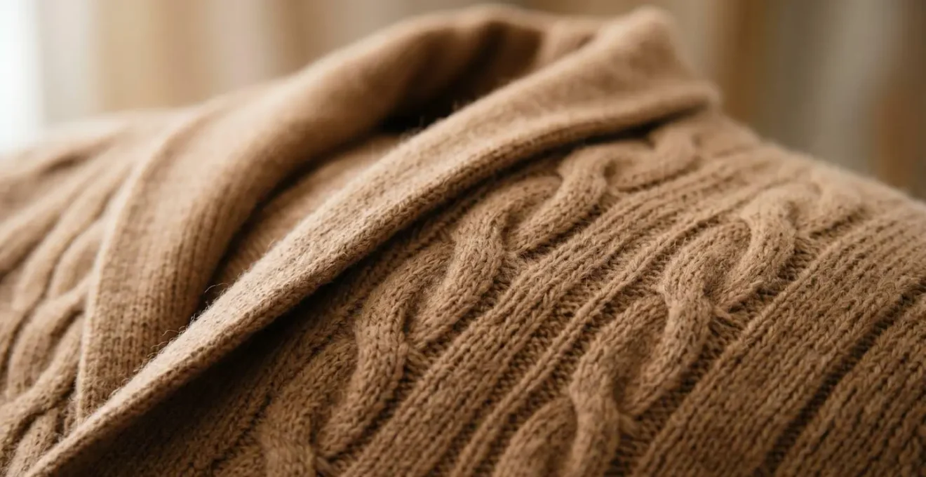 Dettaglio texture cardigan sciallato in cashmere con trama a trecce