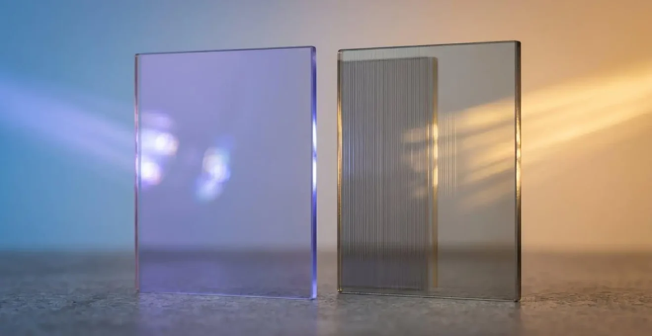 Confronto visivo tra protezione UV e polarizzazione attraverso elementi simbolici di luce e filtri