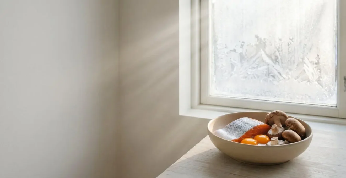 Rappresentazione visiva del concetto di esposizione solare invernale e il suo ruolo nella sintesi della vitamina D per la salute dei capelli