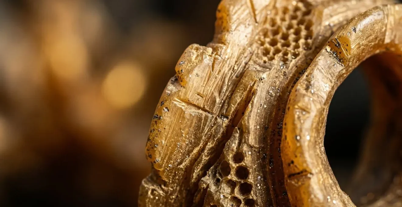 Macro dettaglio estremo di modello in cera scolpito a mano per fusione gioiello artigianale