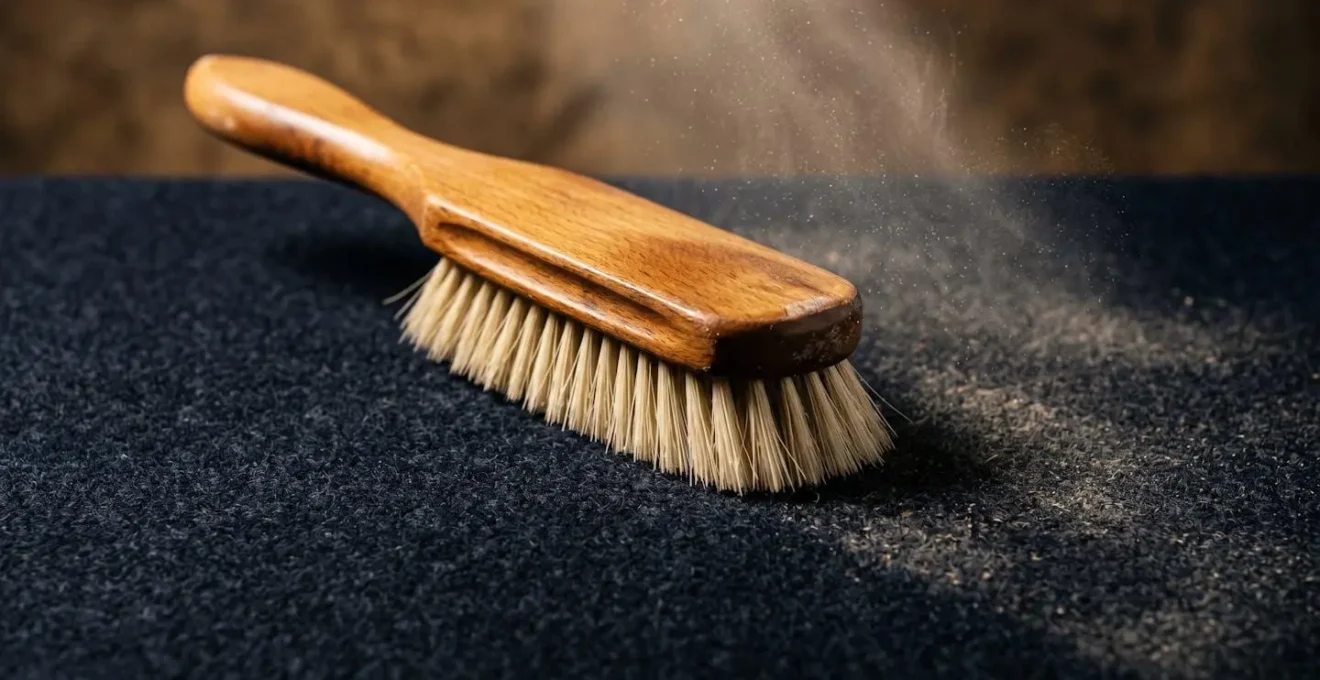 Spazzola professionale con setole naturali per la cura delicata dei cappelli in feltro